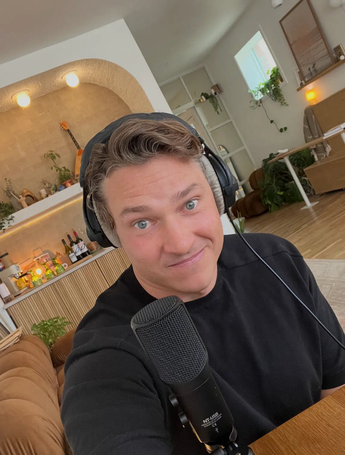 Brad Jackson recording a podcast or video